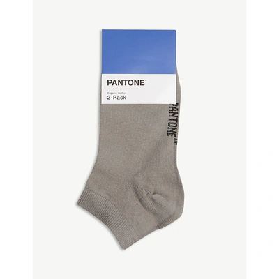 Shop Pantone Ankle Cut Cotton-blend Socks Pack Of Two In Platinum