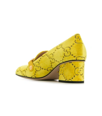 Shop Gucci Logo Pattern Pumps In Yellow