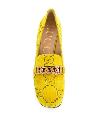 Shop Gucci Logo Pattern Pumps In Yellow