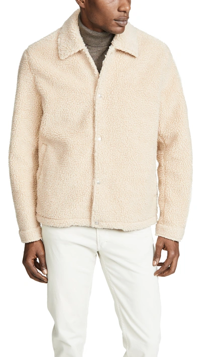 Shop Vince Sherpa Coaches Jacket In Natural