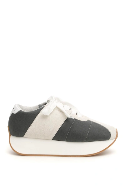 Shop Marni Big Foot Sneakers In Dark Grey|bianco