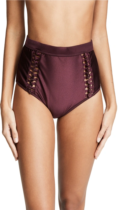 Shop Zimmermann Juniper High Waisted Bikini Bottoms In Mulberry