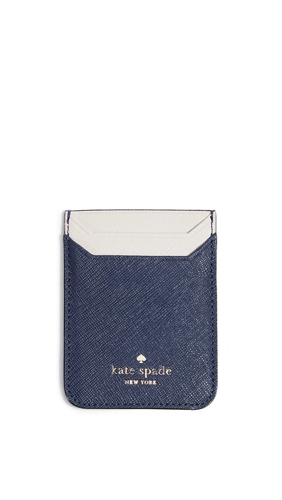 Shop Kate Spade Triple Sticker Phone Pocket In Blazer Blue/tusk