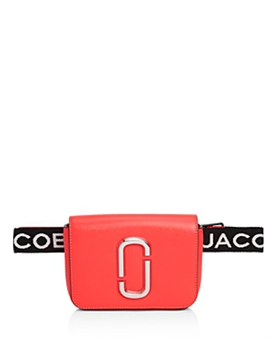 Shop Marc Jacobs Hip Shot Leather Convertible Belt Bag In Hot Pink/silver