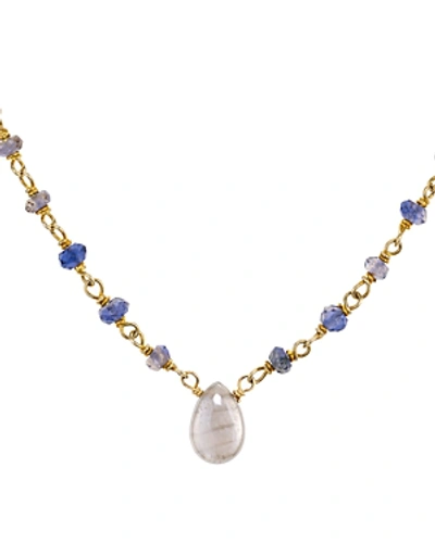Shop Ela Rae Lori Pendant Necklace In 14k Gold-plated Sterling Silver, 14 In Iolite