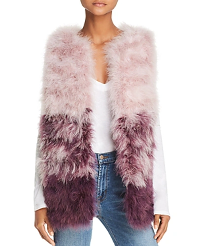Shop 525 America Color-blocked Feather Vest In Silver/mauve Multi