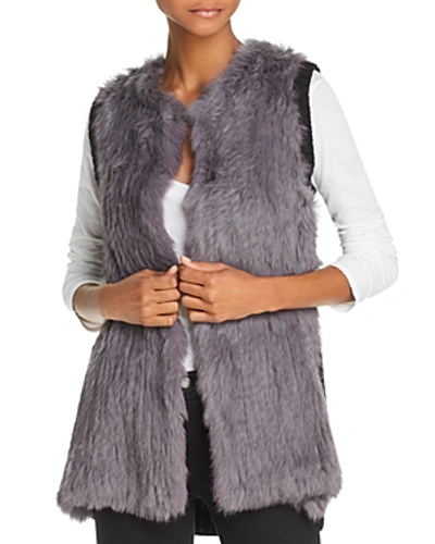 Shop 525 America Knit-back Real Rabbit Fur Vest In Gray Multi