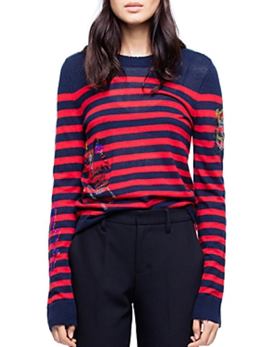 Shop Zadig & Voltaire Delly Bis Striped Cashmere Sweater In Encre