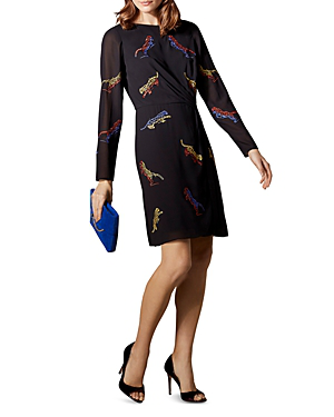 karen millen black embroidered dress