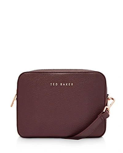 Shop Ted Baker Saphire Soft Leather Crossbody Camera Bag In Deep Purple