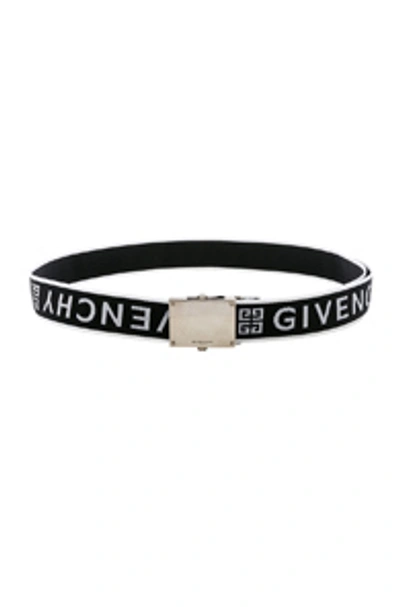 Shop Givenchy Plate Buckle Belt In Black & White