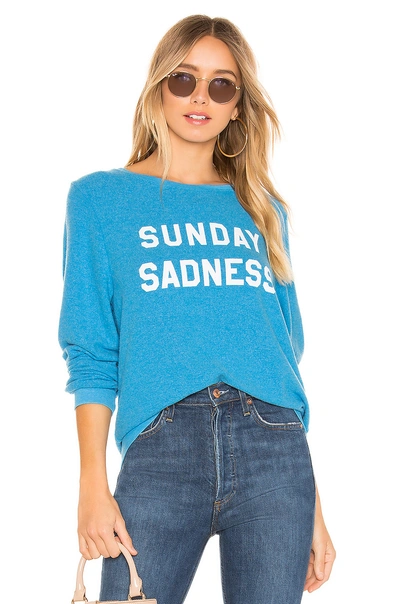 Shop Wildfox Couture Sunday Sadness Baggy Beach Sweatshirt In Blue. In Wonderland Blue