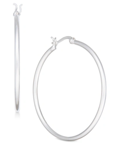 Shop Essentials Large Silver Plated Wire Tube Medium Hoop Earrings