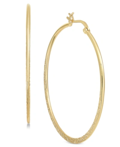 Shop Essentials Large Silver Plate, Gold Plate Or Rose Gold Plate Textured Hoop Earrings