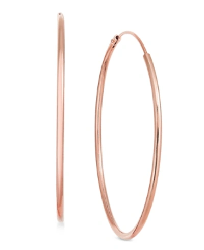 Shop Essentials Gold Plated Endless Wire Medium Hoop Earrings In Rose Gold