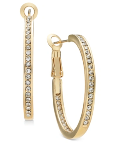 Shop Essentials Medium Crystal Inside Out Medium Hoop In Silver Plate Earrings In Gold