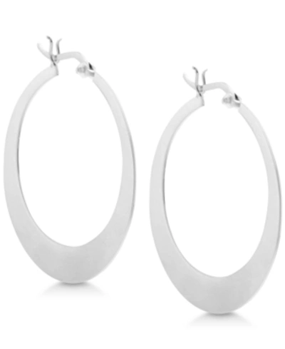 Shop Essentials Large Flat Graduated Medium Hoop Earrings In Silver Plate