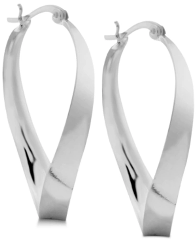 Shop Essentials And Now This Polished Twist Medium Hoop Earrings In Silver-plate In Fine Silver Plated