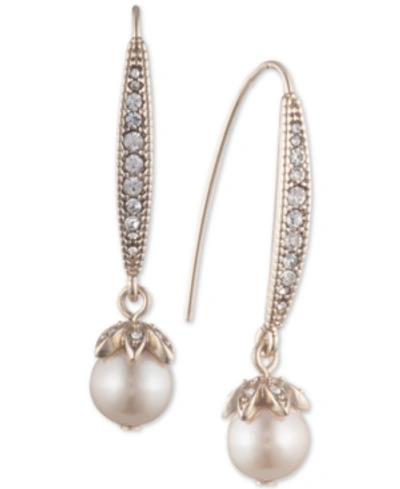 Shop Marchesa Pave & Imitation Pearl Drop Earrings In Gold