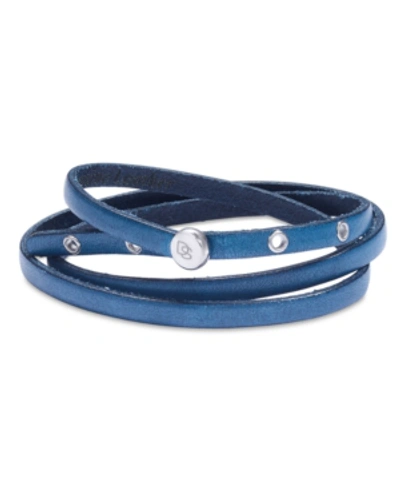 Shop Degs & Sal Men's Leather Wrap Bracelet In Stainless Steel In Blue