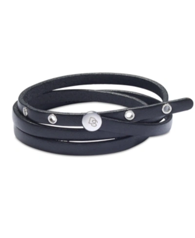 Shop Degs & Sal Men's Leather Wrap Bracelet In Stainless Steel In Black