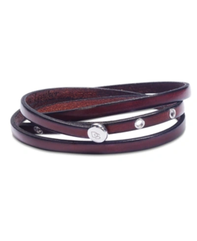 Shop Degs & Sal Men's Leather Wrap Bracelet In Stainless Steel In Cinnamon
