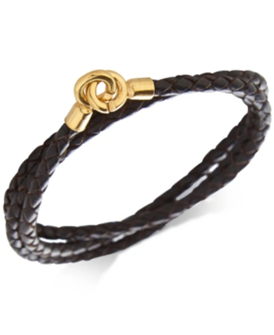Shop Degs & Sal Men's Leather Wrap Bracelet In Dark Brown