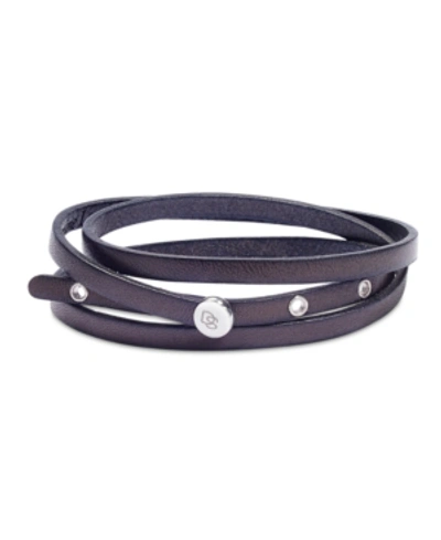 Shop Degs & Sal Men's Leather Wrap Bracelet In Stainless Steel In Dark Brown