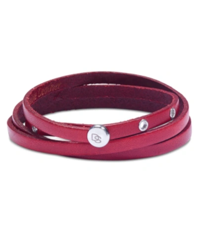 Shop Degs & Sal Men's Leather Wrap Bracelet In Stainless Steel In Red