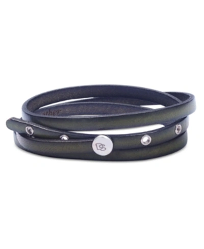 Shop Degs & Sal Men's Leather Wrap Bracelet In Stainless Steel In Olive