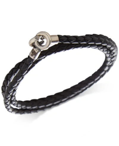 Shop Degs & Sal Men's Woven Leather Wrap Bracelet In Black