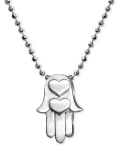 Shop Alex Woo Little Faith Hamsa Hand Pendant In Sterling Silver