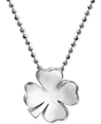Shop Alex Woo Little Faith Clover Pendant Necklace In Sterling Silver