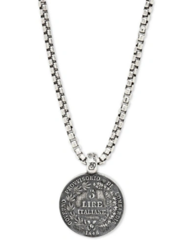 Shop Degs & Sal Men's Ancient-look Italian Lire Coin 24" Pendant Necklace In Sterling Silver