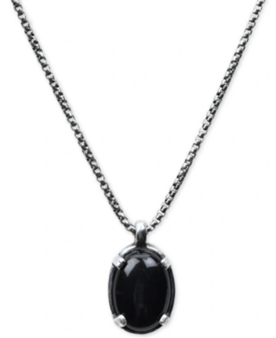 Shop Degs & Sal Men's Black Onyx (20 X 32mm) 24" Pendant Necklace In Sterling Silver (also In Manufactured Turquoise