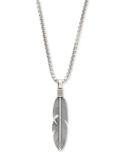 Shop Degs & Sal Men's Feather Pendant Necklace In Sterling Silver
