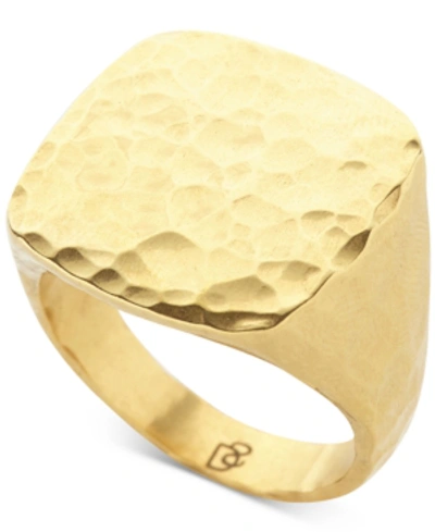 Shop Degs & Sal Men's Hammered Fashion Ring In 14k Gold-plated Sterling Silver
