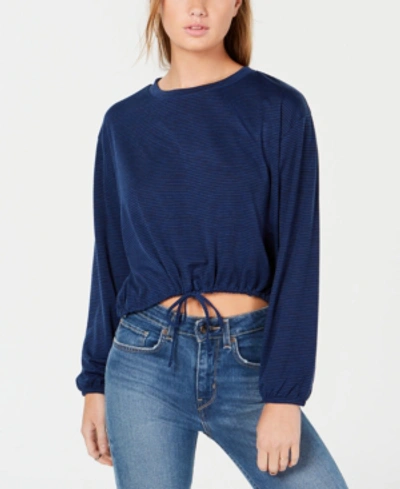 Shop Almost Famous Juniors' Striped Drawstring Top In Navy/black