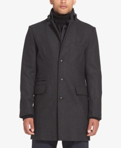 Shop Sean John Men's Wool Coat With Bib In Grey