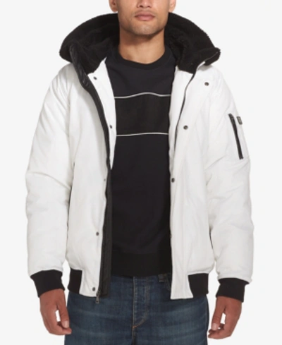 Shop Sean John Men's Hooded Bomber Jacket In White