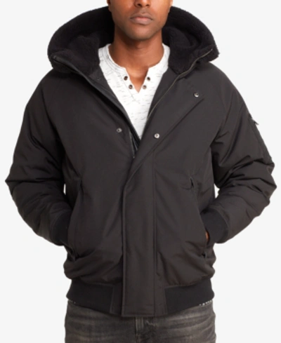 Shop Sean John Men's Hooded Bomber Jacket In Black