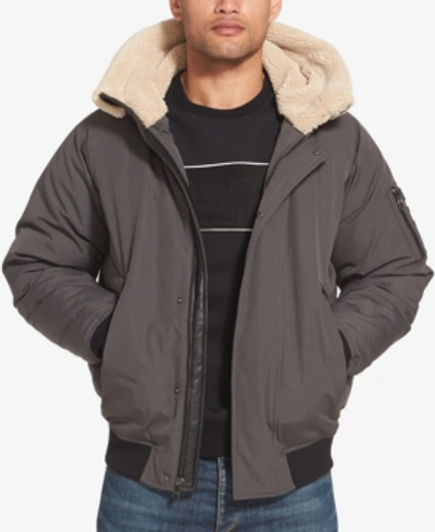 Shop Sean John Men's Hooded Bomber Jacket In Grey