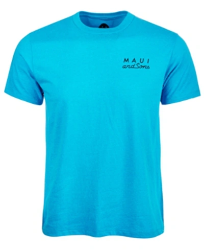 Shop Maui And Sons Men's Cookie Logo Tee In Neon Blue