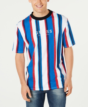 guess red and blue striped shirt