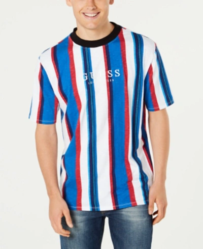 Guess Originals Men's Striped Logo T-shirt In Blue | ModeSens