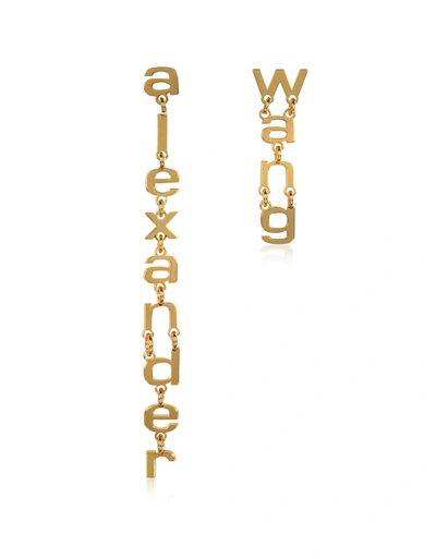 Shop Alexander Wang Small Letters Signature Earrings In Gold