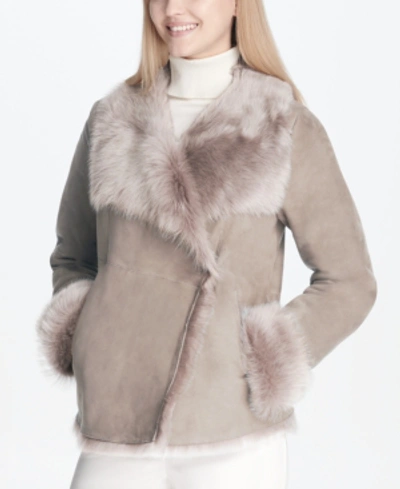 Calvin Klein Shearling Jacket In Oatmeal | ModeSens