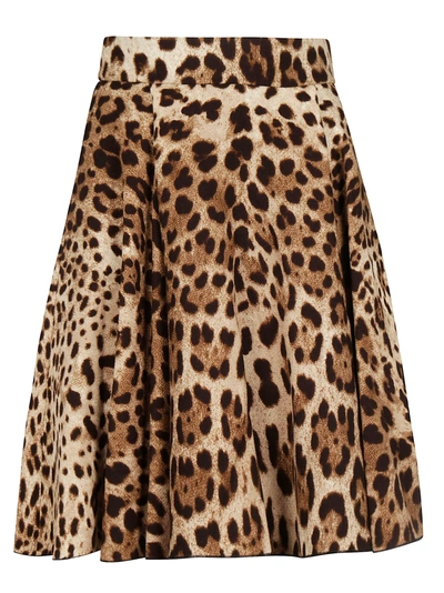 Shop Dolce & Gabbana Leopard Mid-length Skirt In Hk13m Leo Macchia Marrone