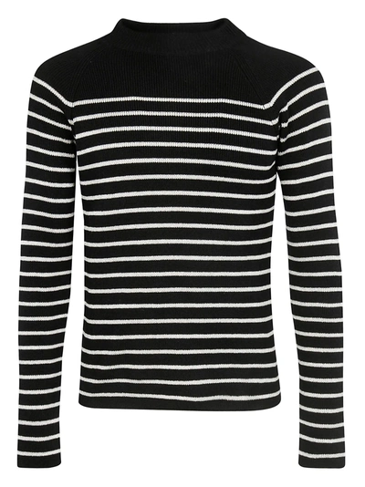Shop Saint Laurent Striped Sweater In Noir/argent