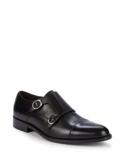 Shop To Boot New York Goddrey Leather Double Monk-strap Loafers In Black